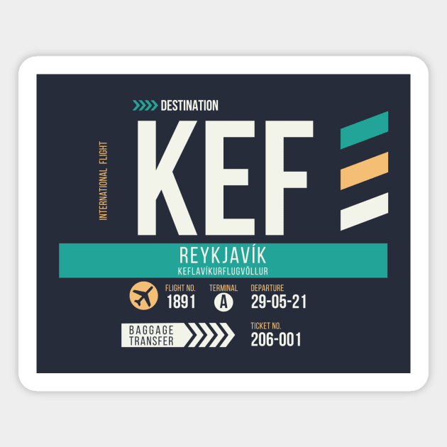 Reykjavik (KEF) Airport Code Baggage Tag Magnet by SLAG_Creative